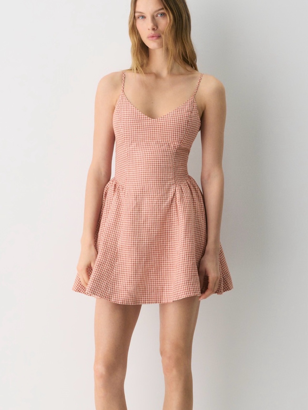 Aritzia - Wilfred - Technique Poplin Mini Cami Dress - Red Gingham